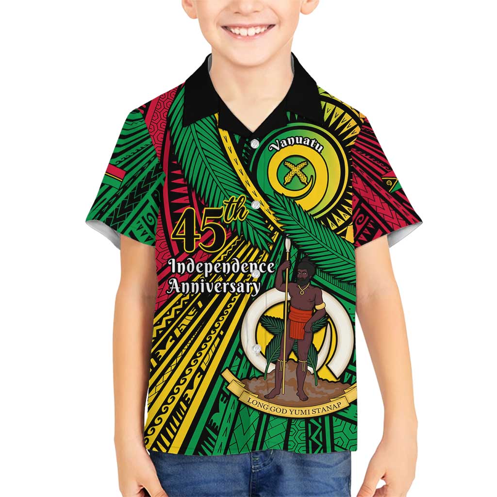 Halo Vanuatu Family Matching Puletasi and Hawaiian Shirt Happy 45th Independence Anniversary