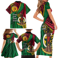 Halo Vanuatu Family Matching Short Sleeve Bodycon Dress and Hawaiian Shirt Happy 45th Independence Anniversary LT14 - Polynesian Pride