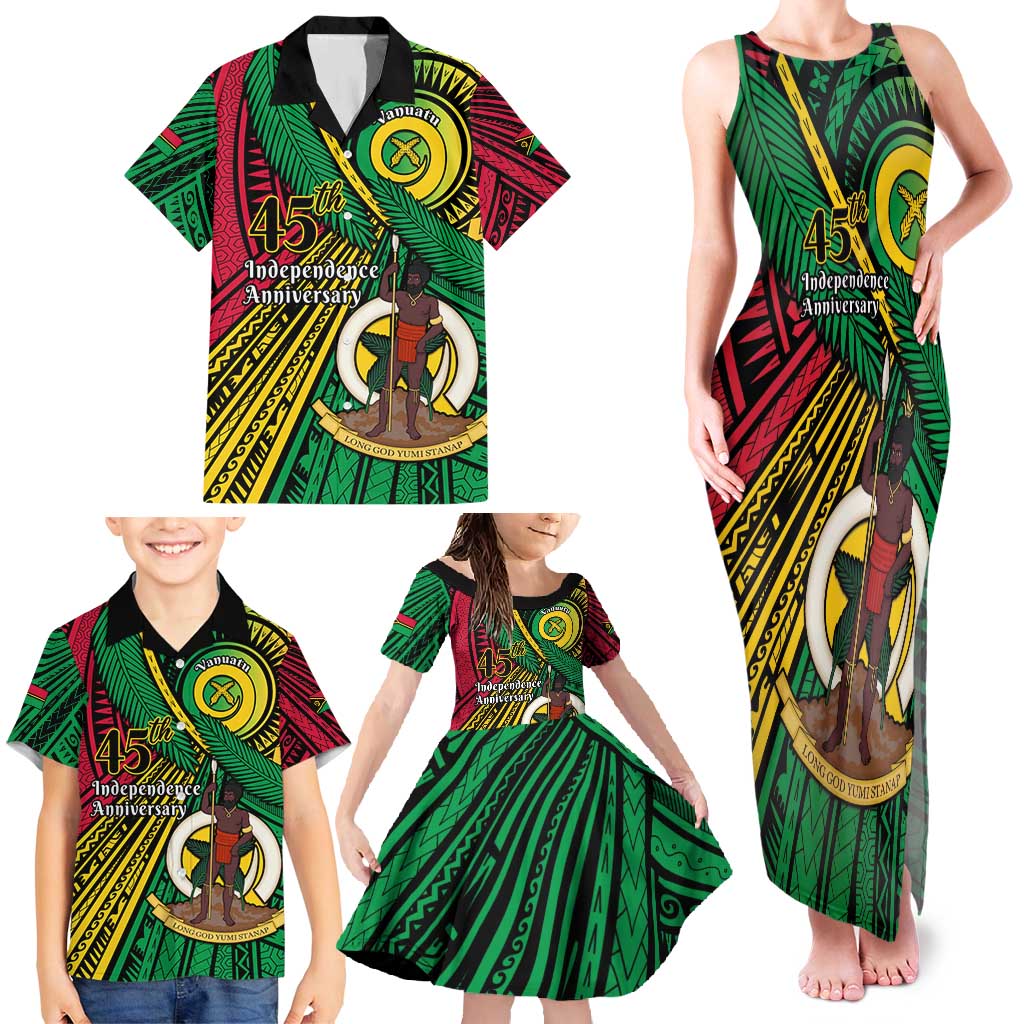 Halo Vanuatu Family Matching Tank Maxi Dress and Hawaiian Shirt Happy 45th Independence Anniversary