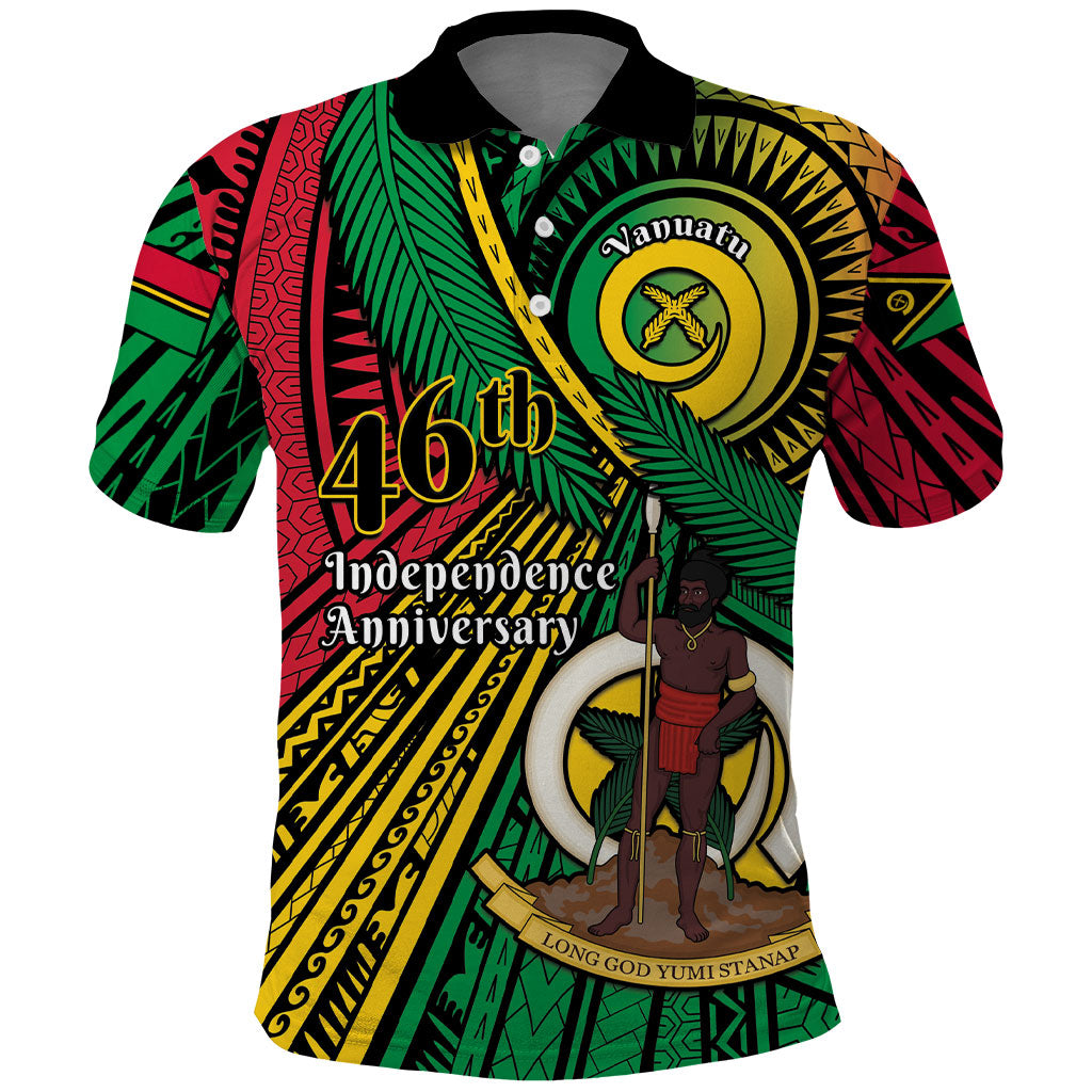 Halo Vanuatu Polo Shirt Happy 46th Independence Anniversary LT14 Black - Polynesian Pride