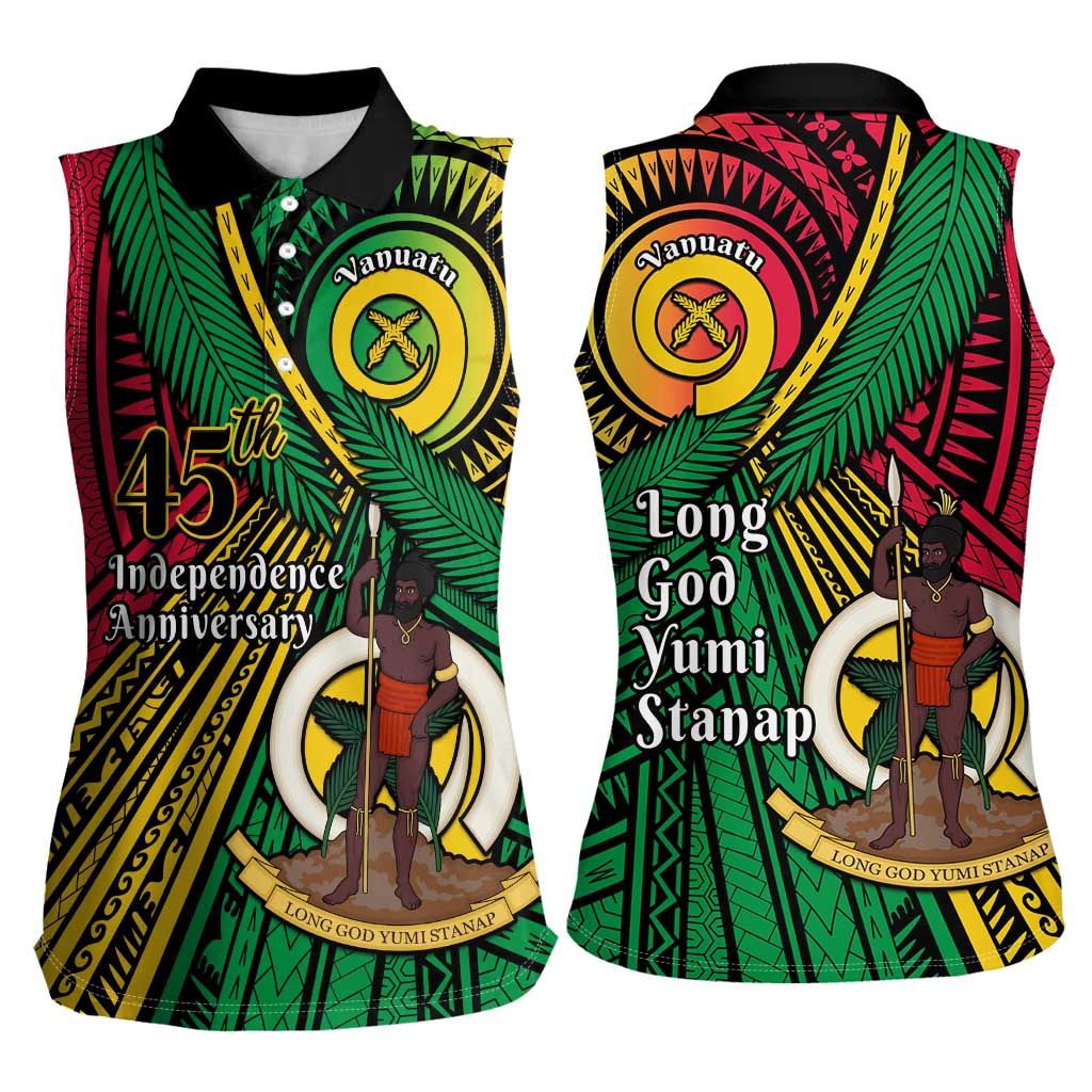 Halo Vanuatu Women Sleeveless Polo Shirt Happy 45th Independence Anniversary