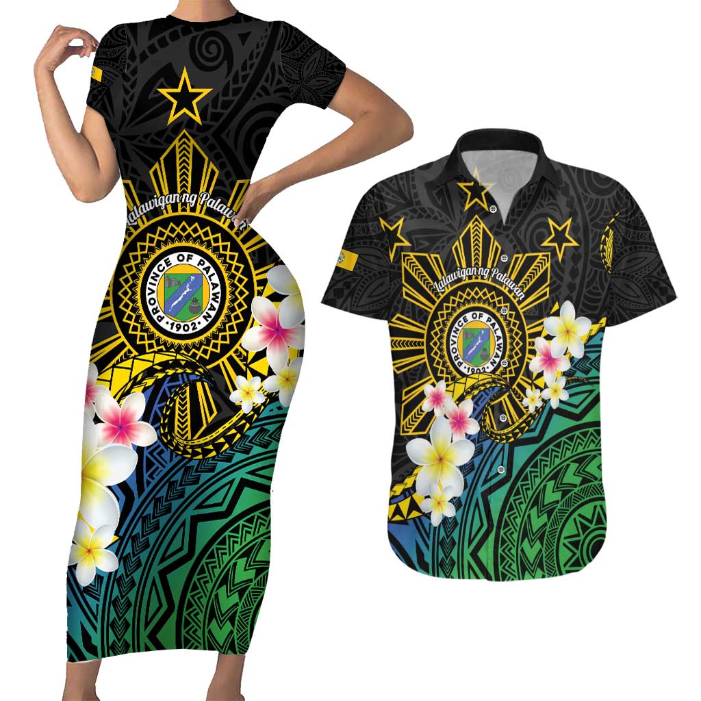 Lalawigan ng Palawan Couples Matching Short Sleeve Bodycon Dress and Hawaiian Shirt Philippines Province Land of Promise
