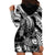 Personalised Polynesian Hoodie Dress Tribal Honu Turtle with Hibiscus White Version LT14 - Polynesian Pride