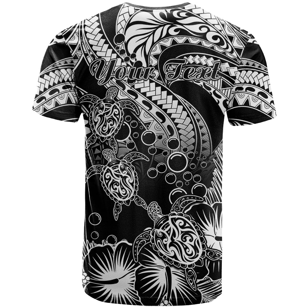 Custom Polynesian T Shirt Tribal Honu Turtle with Hibiscus White Version LT14 - Polynesian Pride