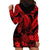 Personalised Polynesian Hoodie Dress Tribal Honu Turtle with Hibiscus Red Version LT14 - Polynesian Pride