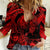 Personalised Polynesian Women Casual Shirt Tribal Honu Turtle with Hibiscus Red Version LT14 Female Red - Polynesian Pride