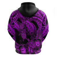 Custom Polynesian Hoodie Tribal Honu Turtle with Hibiscus Purple Version LT14 - Polynesian Pride