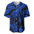 Personalised Polynesian Baseball Jersey Tribal Honu Turtle with Hibiscus Blue Version LT14 Blue - Polynesian Pride