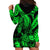 Personalised Polynesian Hoodie Dress Tribal Honu Turtle with Hibiscus Green Version LT14 - Polynesian Pride