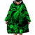 Personalised Polynesian Wearable Blanket Hoodie Tribal Honu Turtle with Hibiscus Green Version LT14 - Polynesian Pride