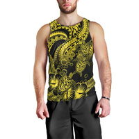 Personalised Polynesian Men Tank Top Tribal Honu Turtle with Hibiscus Gold Version LT14 - Polynesian Pride