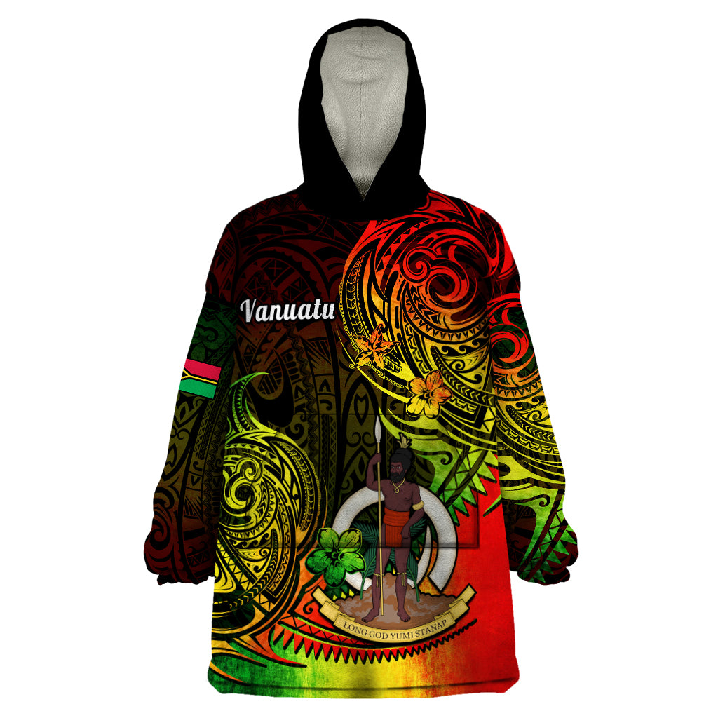 Polynesian Pride Vanuatu Wearable Blanket Hoodie Reggae Polynesia Long God Yumi Stanap LT14 One Size Reggae - Polynesian Pride