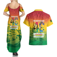 Vanuatu Indipendens Dei Couples Matching Summer Maxi Dress and Hawaiian Shirt Yumi 46th Independence Anniversary