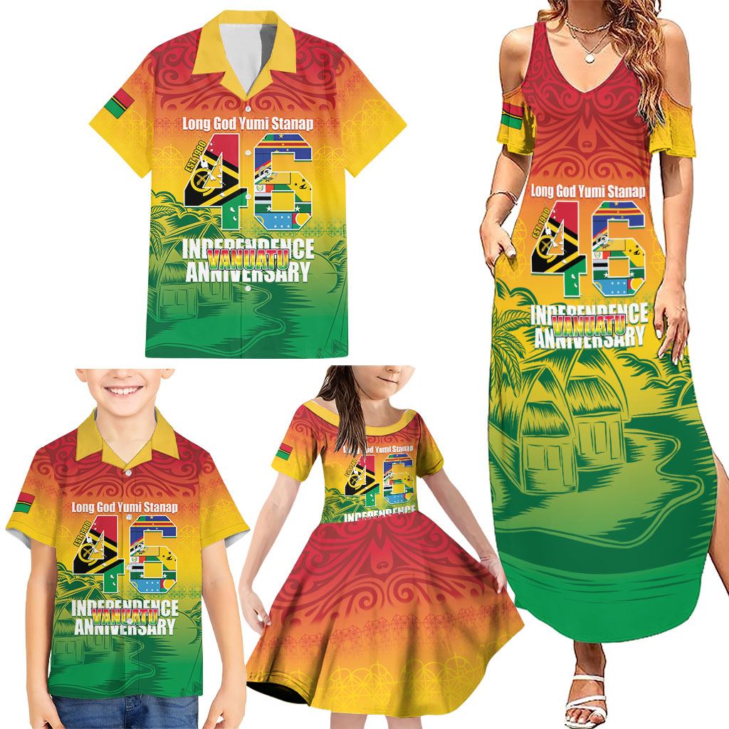 Vanuatu Indipendens Dei Family Matching Summer Maxi Dress and Hawaiian Shirt Yumi 46th Independence Anniversary LT14 - Polynesian Pride