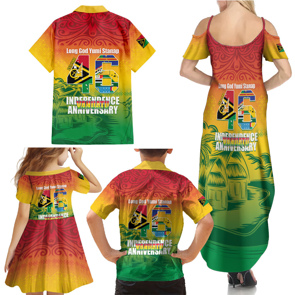 Vanuatu Indipendens Dei Family Matching Summer Maxi Dress and Hawaiian Shirt Yumi 46th Independence Anniversary LT14 - Polynesian Pride