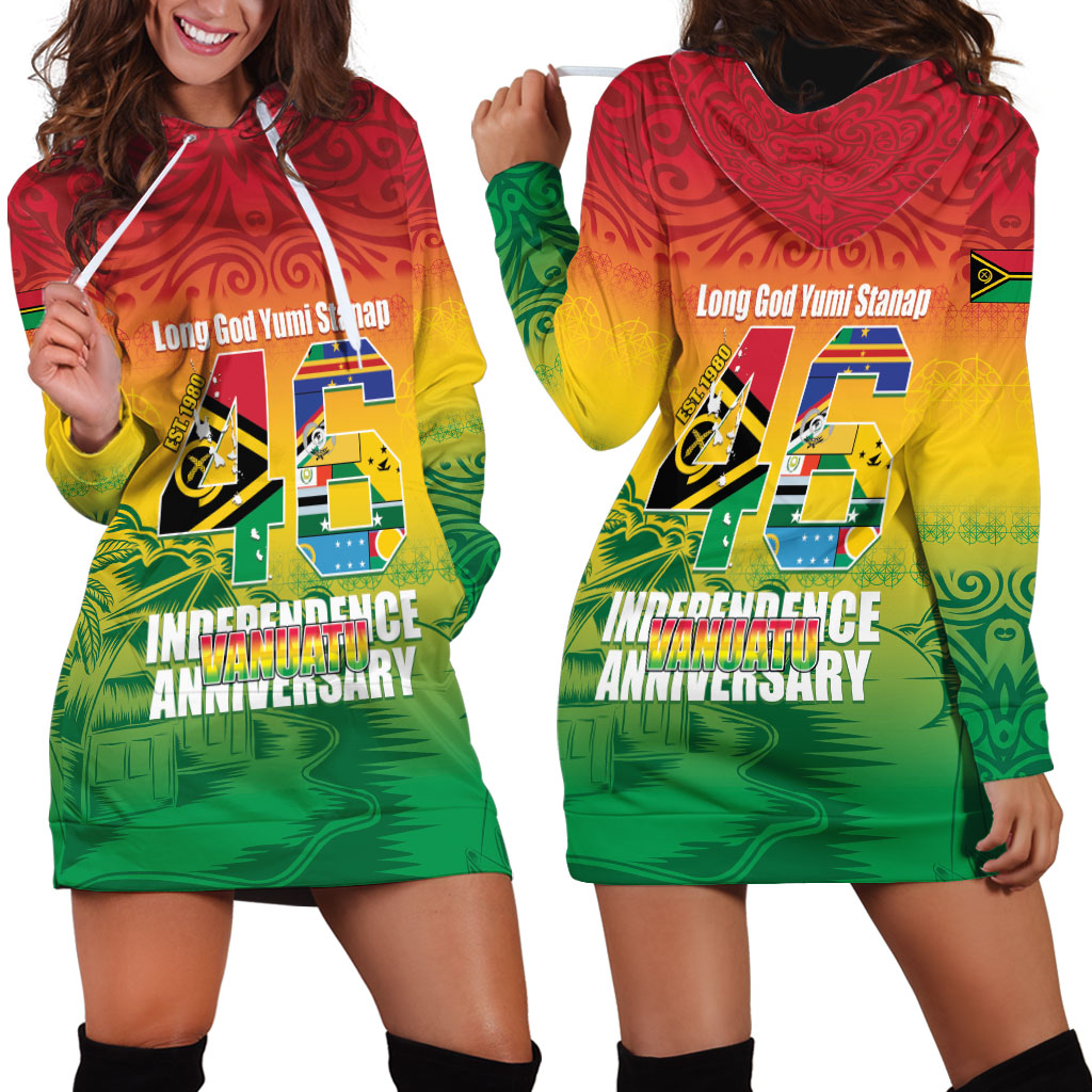 Vanuatu Indipendens Dei Hoodie Dress Yumi 46th Independence Anniversary