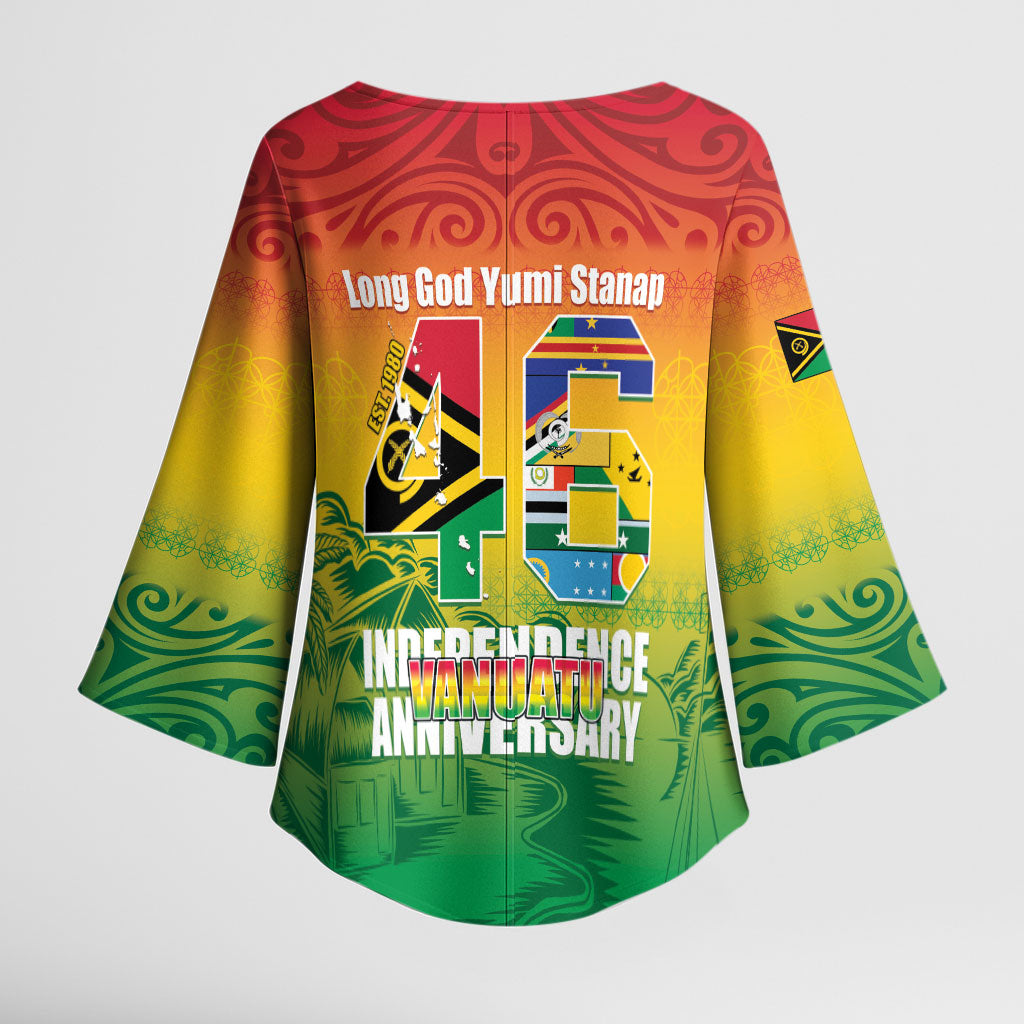 Vanuatu Indipendens Dei Kimono Sleeve Blouse Yumi 46th Independence Anniversary