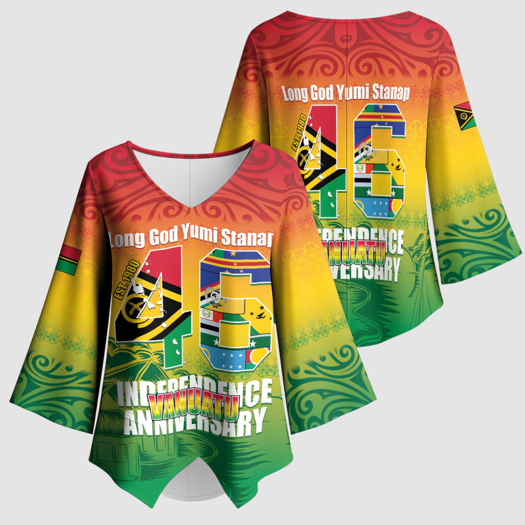 Vanuatu Indipendens Dei Kimono Sleeve Blouse Yumi 46th Independence Anniversary