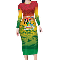 Vanuatu Indipendens Dei Long Sleeve Bodycon Dress Yumi 46th Independence Anniversary