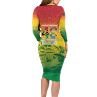 Vanuatu Indipendens Dei Long Sleeve Bodycon Dress Yumi 46th Independence Anniversary