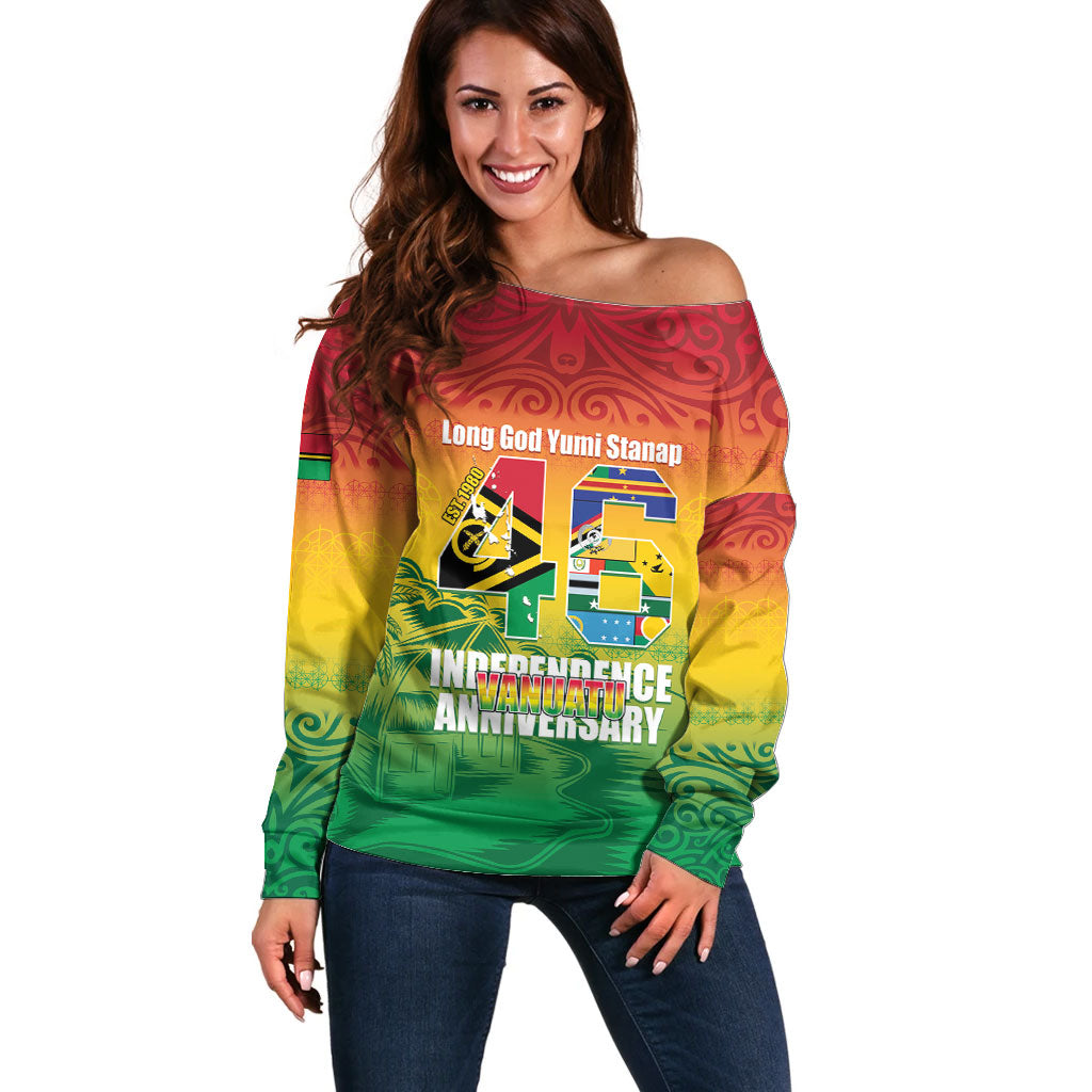 Vanuatu Indipendens Dei Off Shoulder Sweater Yumi 46th Independence Anniversary