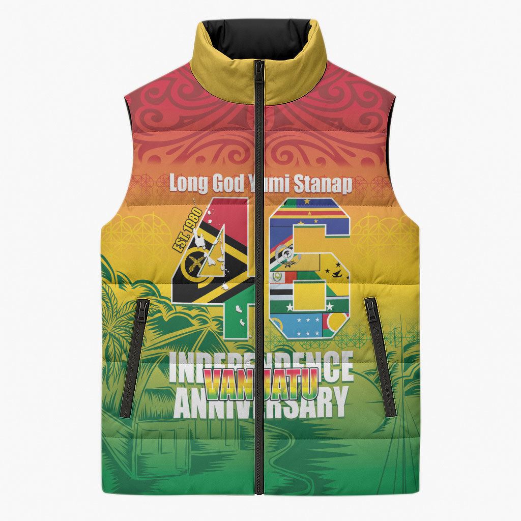 Vanuatu Indipendens Dei Sleeveless Puffer Jacket Yumi 46th Independence Anniversary