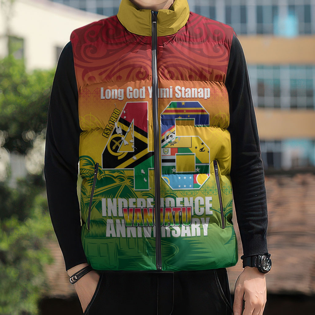 Vanuatu Indipendens Dei Sleeveless Puffer Jacket Yumi 46th Independence Anniversary