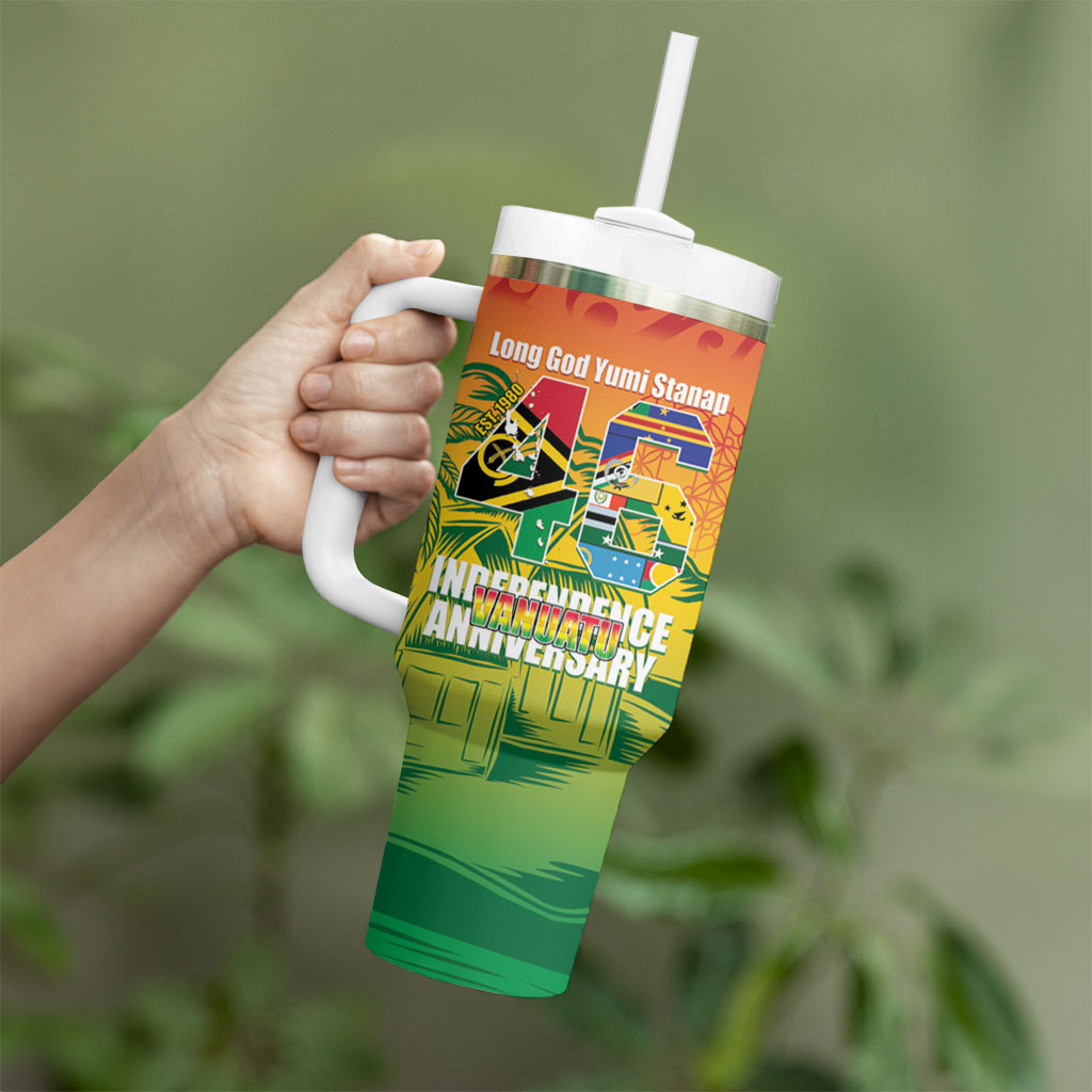 Vanuatu Indipendens Dei Tumbler With Handle Yumi 46th Independence Anniversary