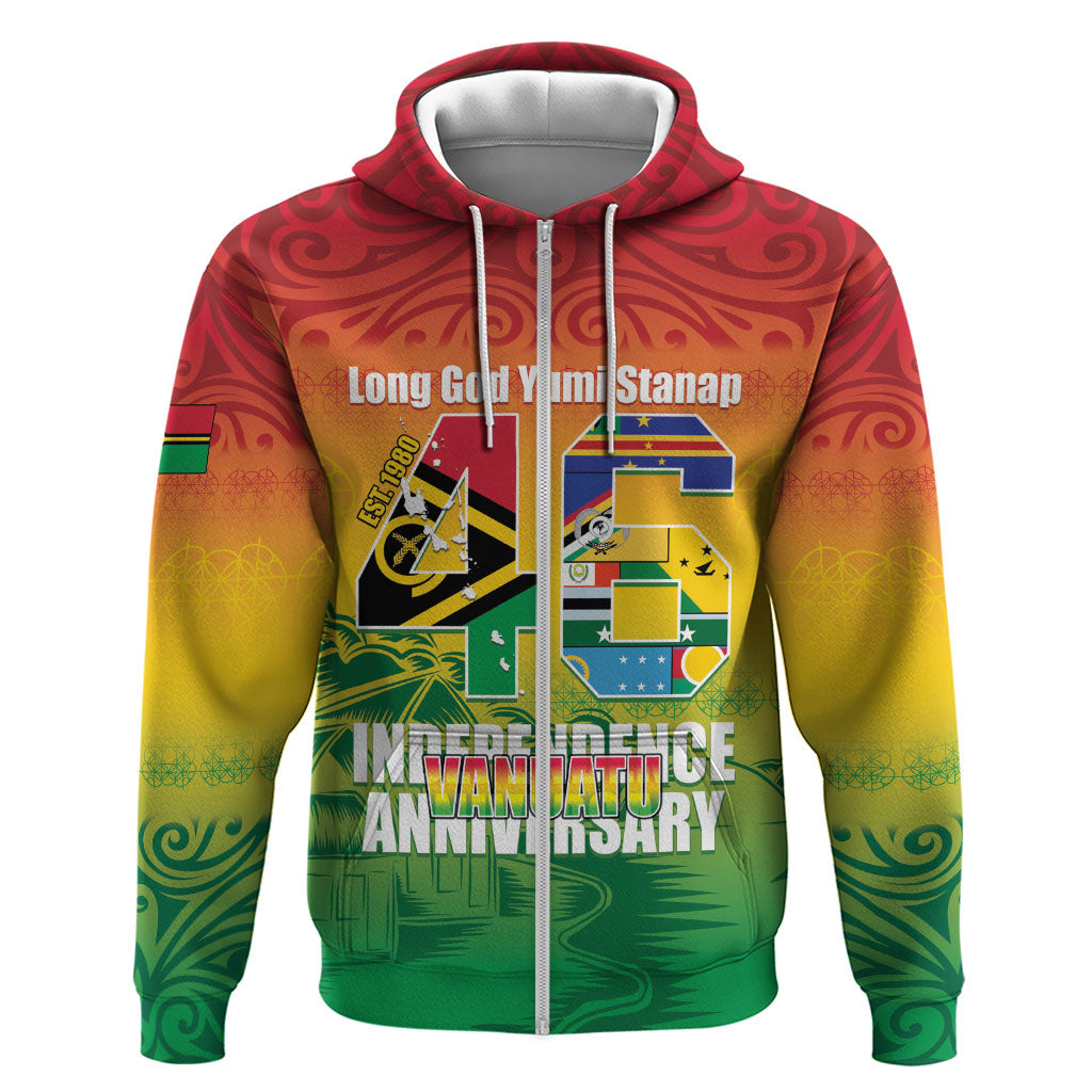Vanuatu Indipendens Dei Zip Hoodie Yumi 46th Independence Anniversary