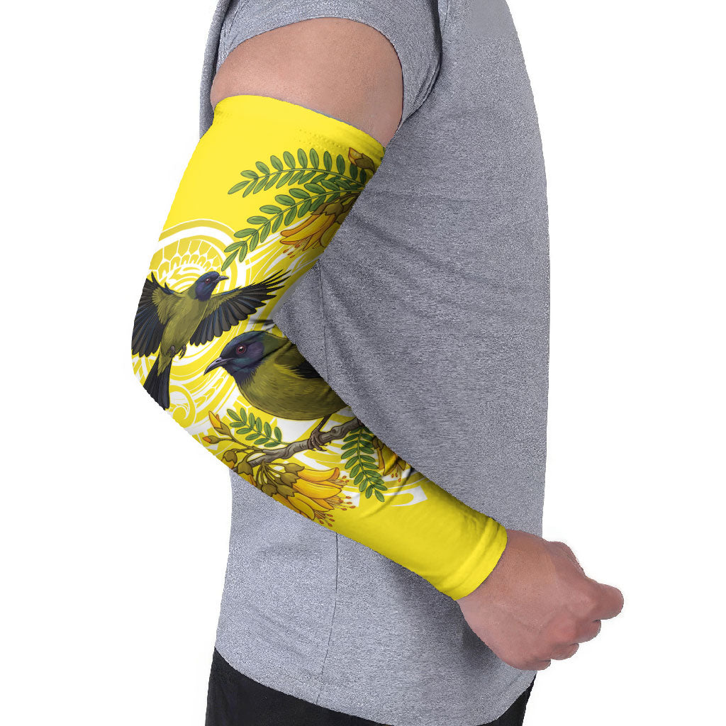 Bellbird New Zealand Arm Sleeves Korimako Kowhai Maori Pattern