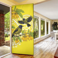 Bellbird New Zealand Door Cover Korimako Kowhai Maori Pattern