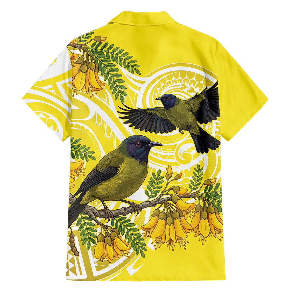 Bellbird New Zealand Family Matching Tank Maxi Dress and Hawaiian Shirt Korimako Kowhai Maori Pattern LT14 - Polynesian Pride