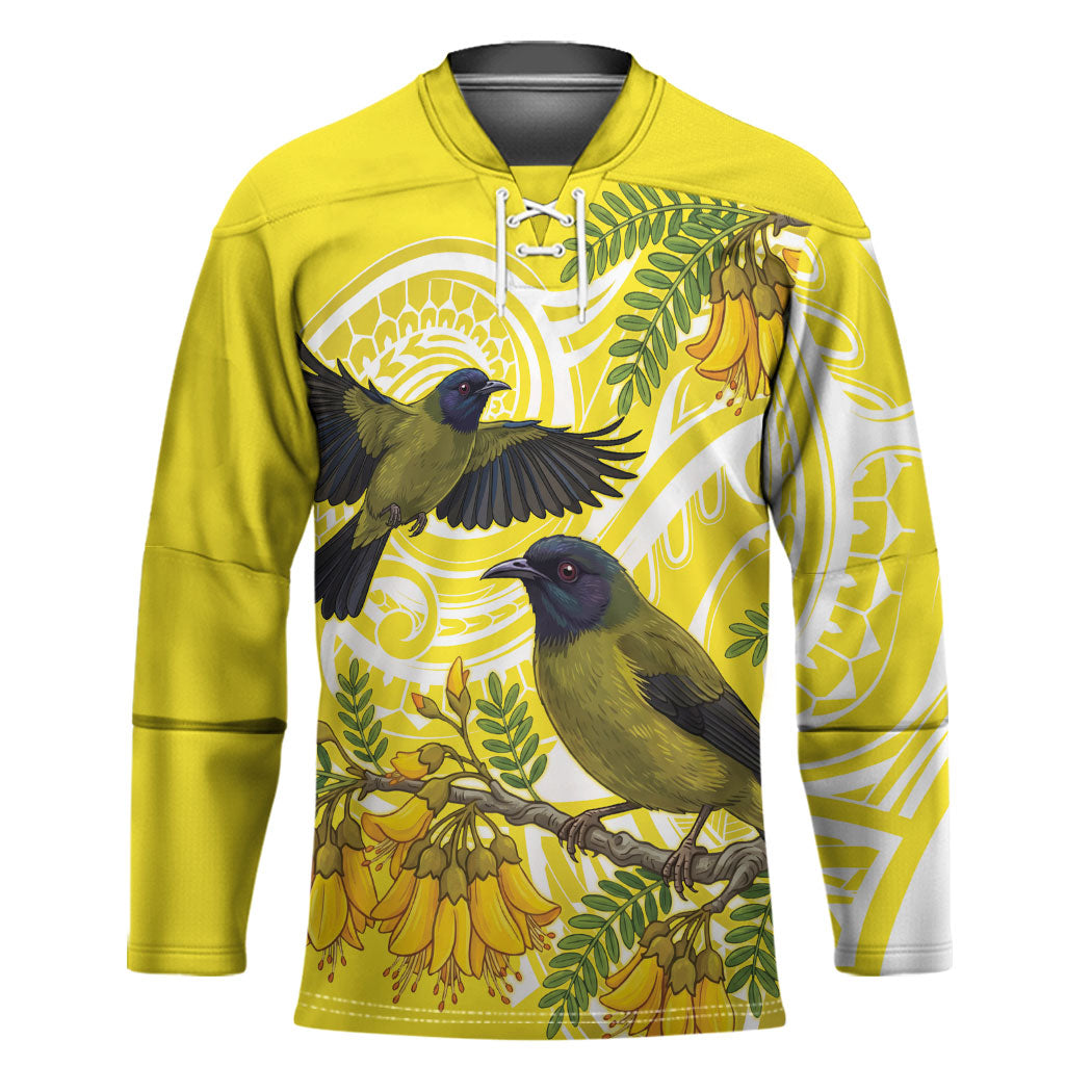 Bellbird New Zealand Hockey Jersey Korimako Kowhai Maori Pattern