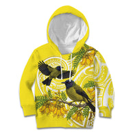 Bellbird New Zealand Kid Hoodie Korimako Kowhai Maori Pattern