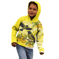 Bellbird New Zealand Kid Hoodie Korimako Kowhai Maori Pattern
