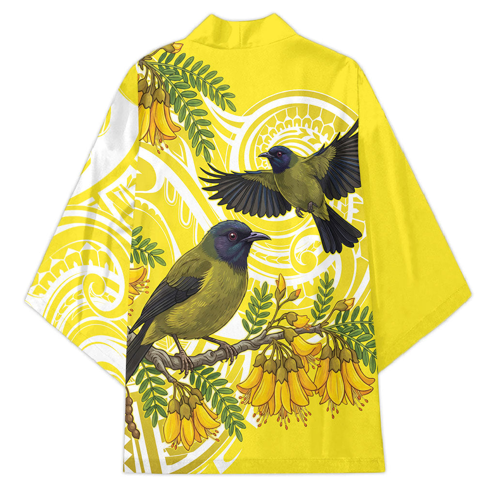 Bellbird New Zealand Kimono Korimako Kowhai Maori Pattern