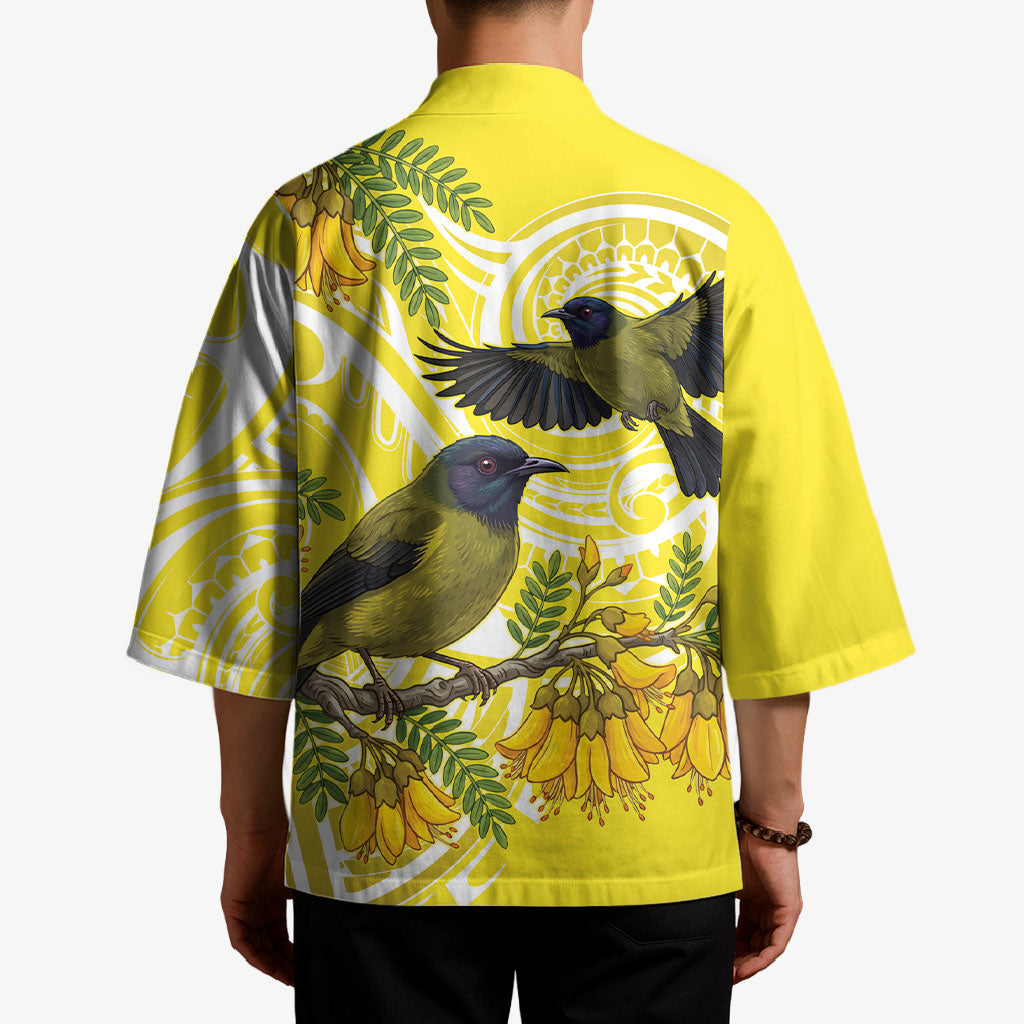 Bellbird New Zealand Kimono Korimako Kowhai Maori Pattern