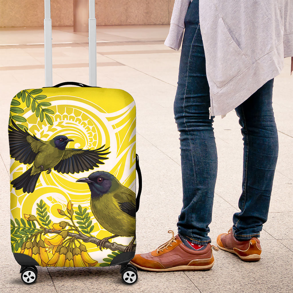 Bellbird New Zealand Luggage Cover Korimako Kowhai Maori Pattern