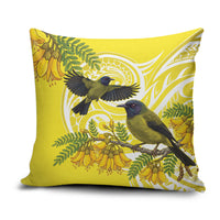 Bellbird New Zealand Pillow Cover Korimako Kowhai Maori Pattern