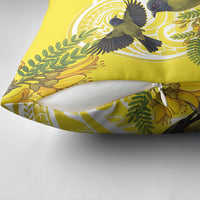Bellbird New Zealand Pillow Cover Korimako Kowhai Maori Pattern