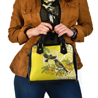 Bellbird New Zealand Shoulder Handbag Korimako Kowhai Maori Pattern