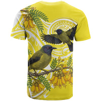Bellbird New Zealand T Shirt Korimako Kowhai Maori Pattern