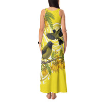 Bellbird New Zealand Tank Maxi Dress Korimako Kowhai Maori Pattern