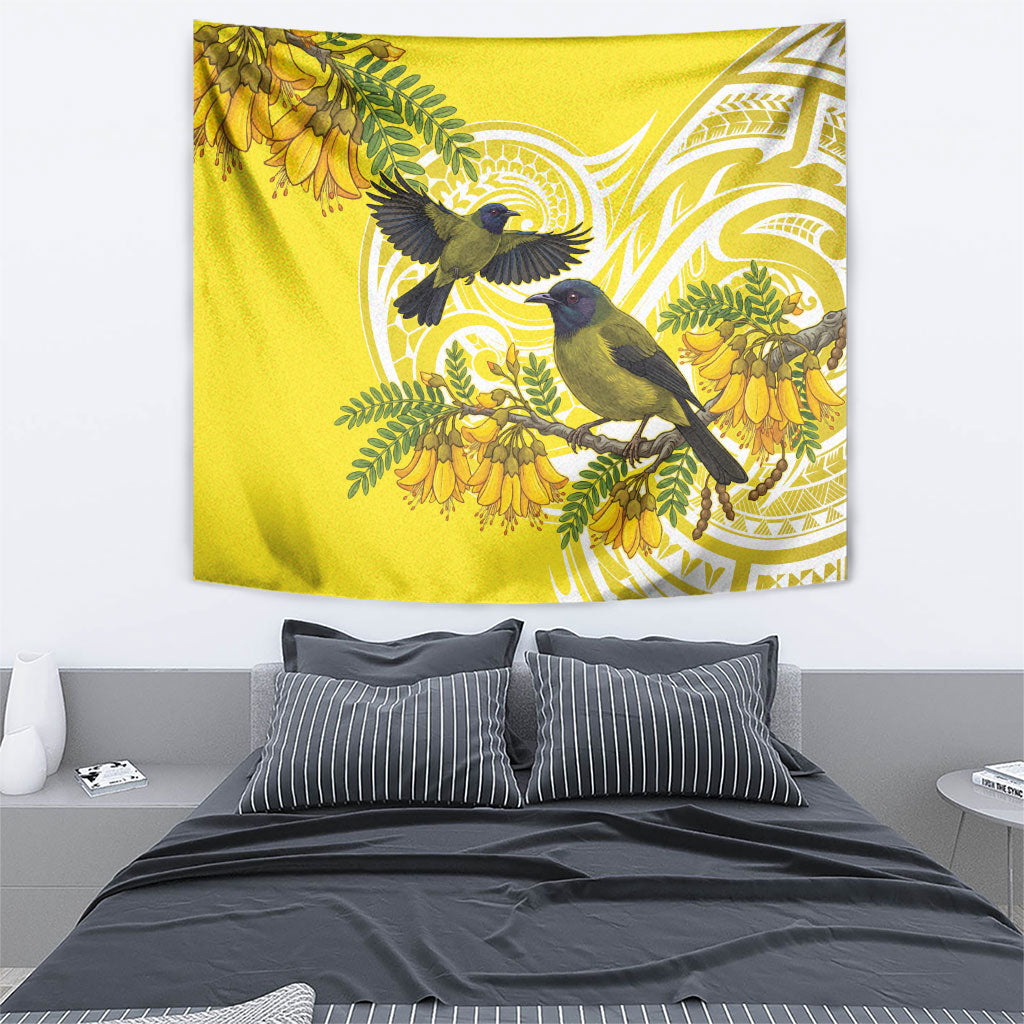 Bellbird New Zealand Tapestry Korimako Kowhai Maori Pattern