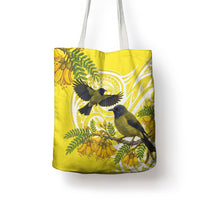 Bellbird New Zealand Tote Bag Korimako Kowhai Maori Pattern