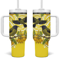 Bellbird New Zealand Tumbler With Handle Korimako Kowhai Maori Pattern