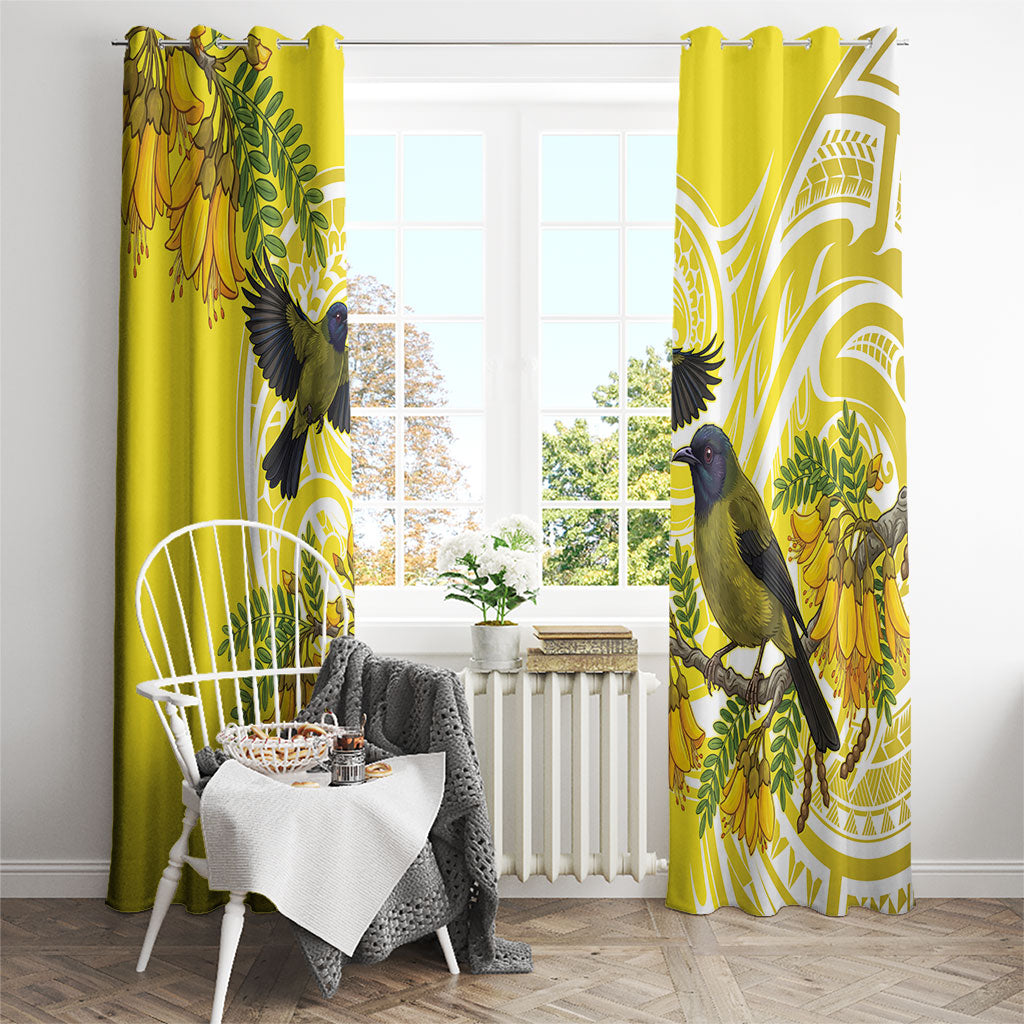 Bellbird New Zealand Window Curtain Korimako Kowhai Maori Pattern
