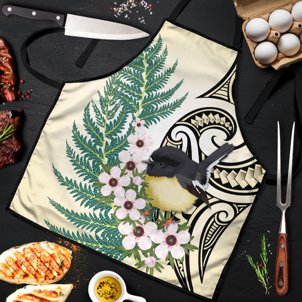 Endemic Tomtit New Zealand Apron Miromiro Manuka Silver Fern Maori Pattern