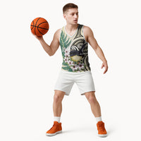 Endemic Tomtit New Zealand Basketball Jersey Miromiro Manuka Silver Fern Maori Pattern