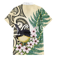 Endemic Tomtit New Zealand Hawaiian Shirt Miromiro Manuka Silver Fern Maori Pattern
